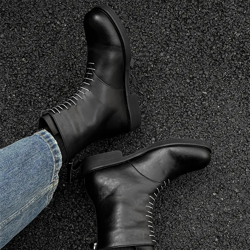 MODENGPAN Ankle Boots Men's Black-6