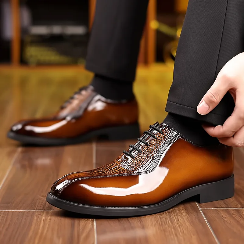 MODENGPAN Dress Shoes Men Low Top Brown/Black/Blue-9