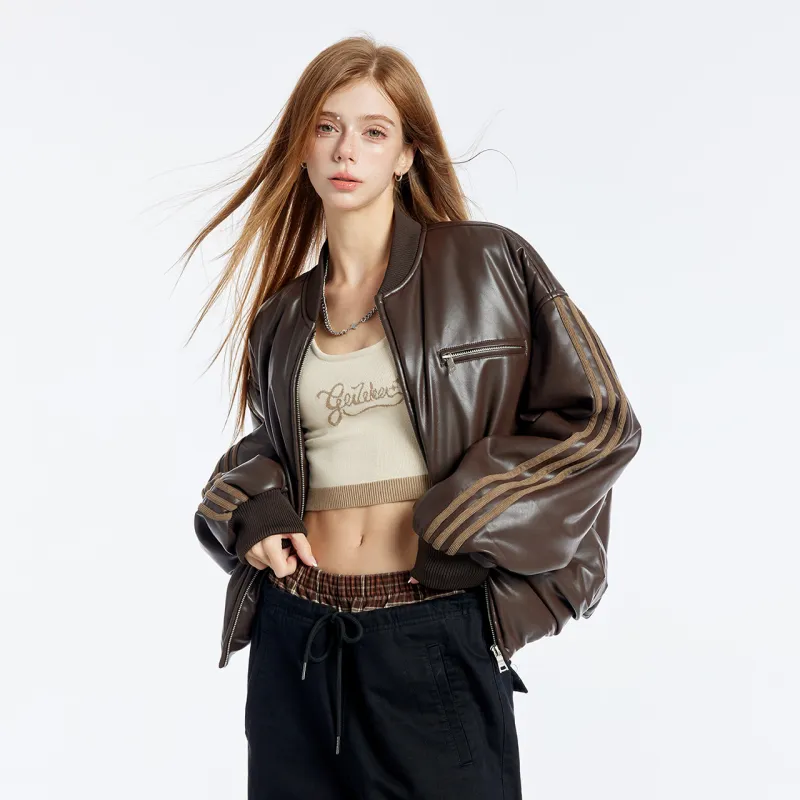 Guuka Hero Leather Jacket Women's Coffee-6