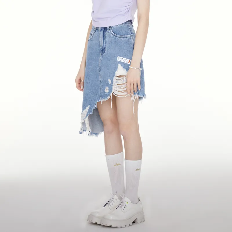 Guuka Hero Denim Short Skirts Women's Light Blue-5