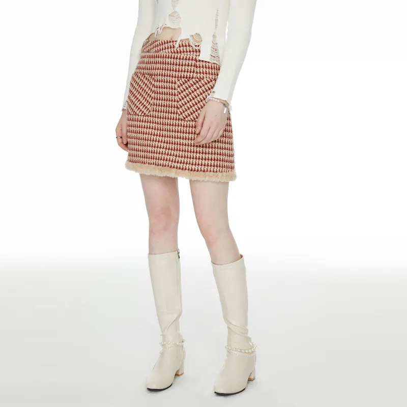 Guuka Hero Casual Short Skirts Women's Red Plaid-2