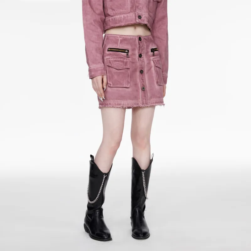 Guuka Hero Denim Short Skirts Women's Bean Pink-4