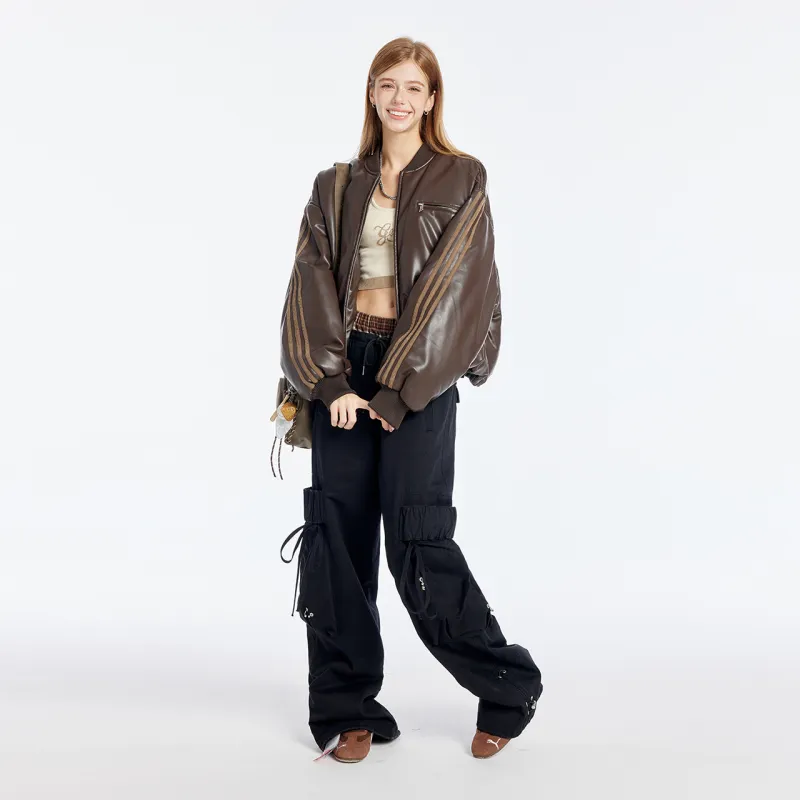 Guuka Hero Leather Jacket Women's Coffee-4