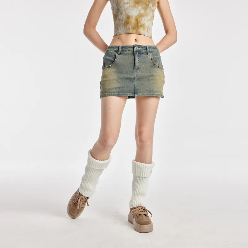 Guuka Hero Denim Short Skirts Women's Nostalgic Blue-3