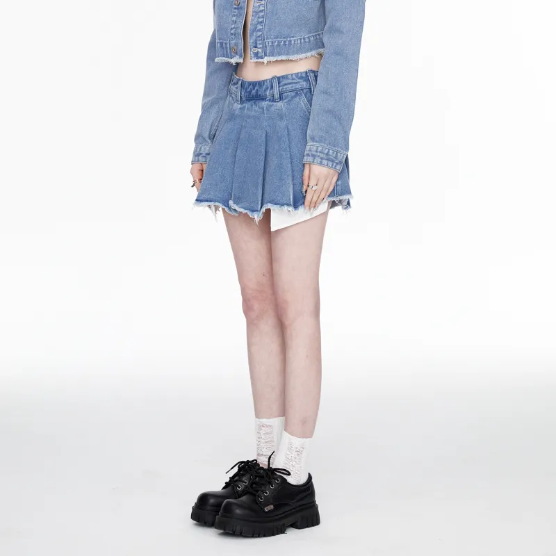 Guuka Hero Denim Short Skirts Women's Blue-5