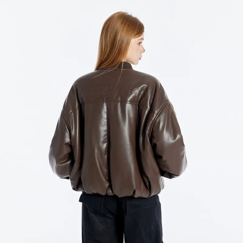 Guuka Hero Leather Jacket Women's Coffee-3
