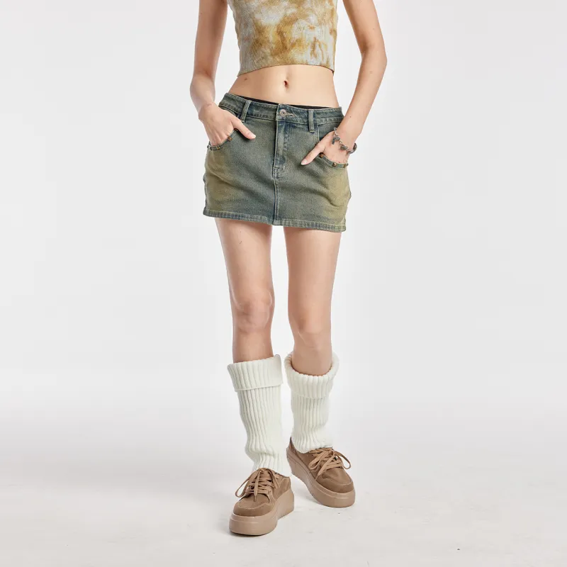 Guuka Hero Denim Short Skirts Women's Nostalgic Blue-5