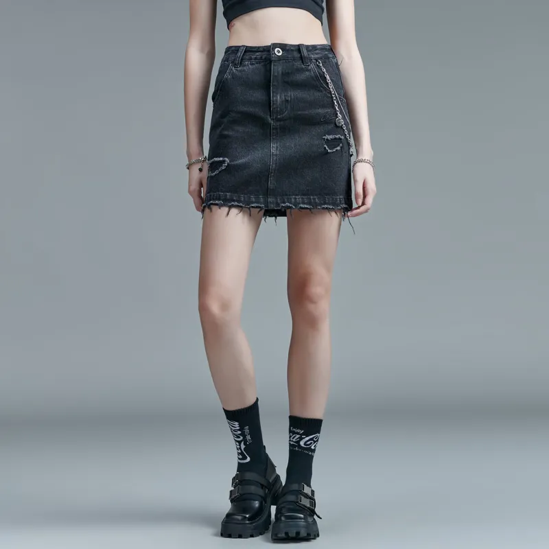 Guuka Hero Denim Short Skirts Women's Black-2