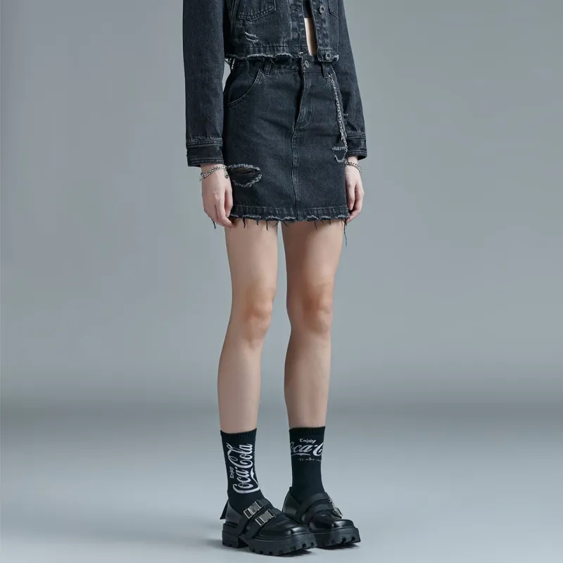 Guuka Hero Denim Short Skirts Women's Black-4