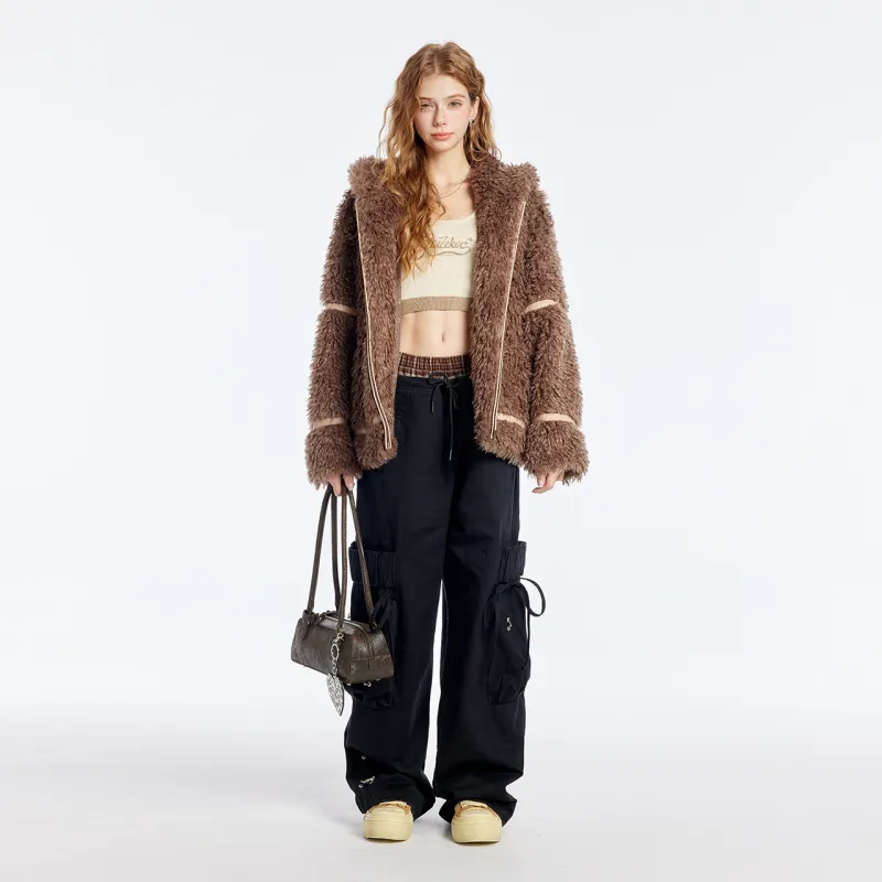 Guuka Hero Velvet feel Coat Women's Coffee-4