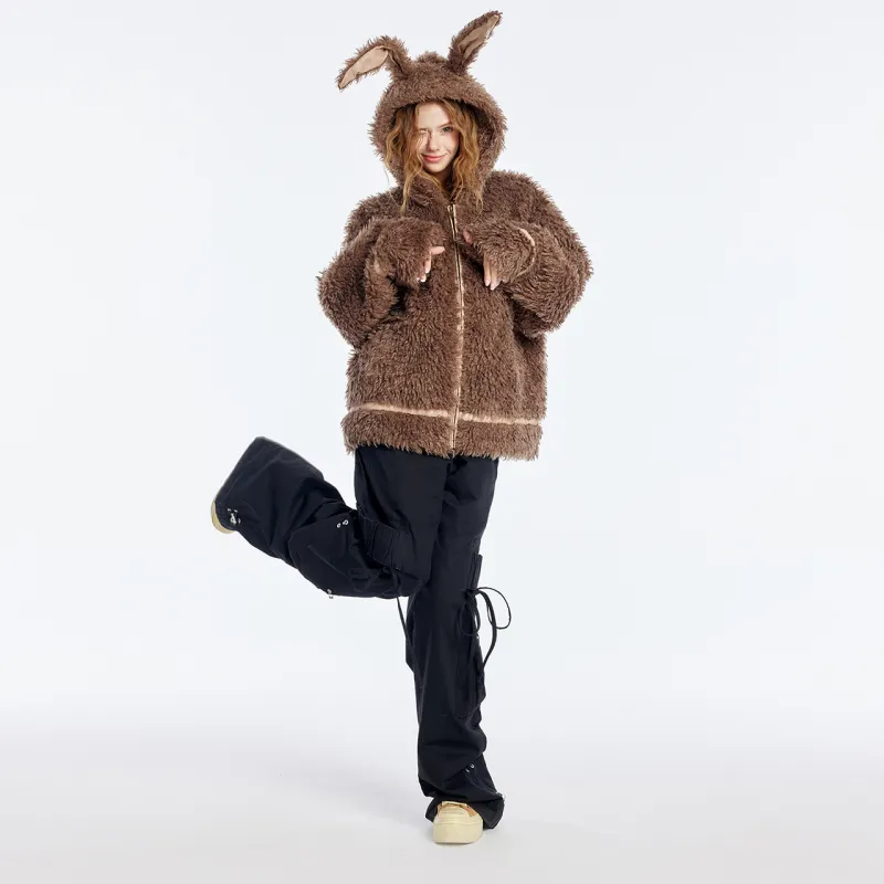 Guuka Hero Velvet feel Coat Women's Coffee-7