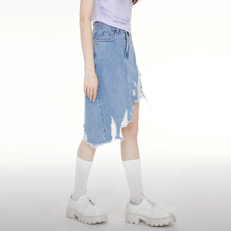 Guuka Hero Denim Short Skirts Women's Light Blue-4