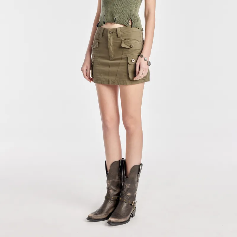 Guuka Hero Cargo Short Skirts Women's Army Green-5