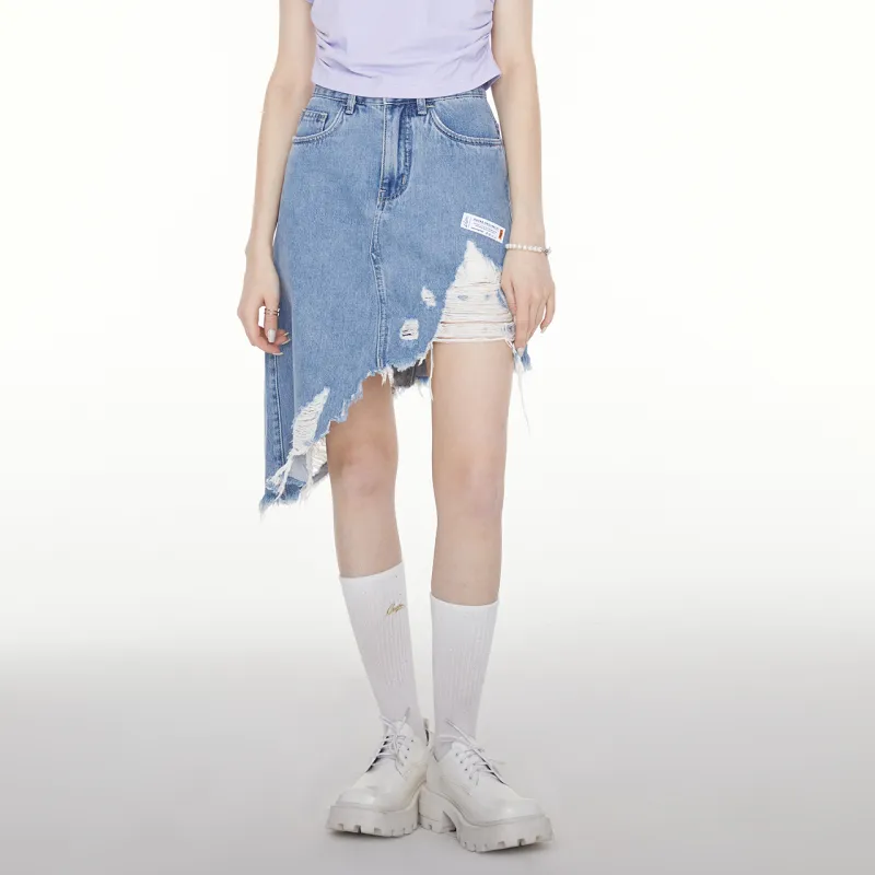 Guuka Hero Denim Short Skirts Women's Light Blue-2