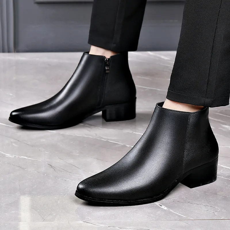 Xiwencha Ankle Boots Men's Black-8