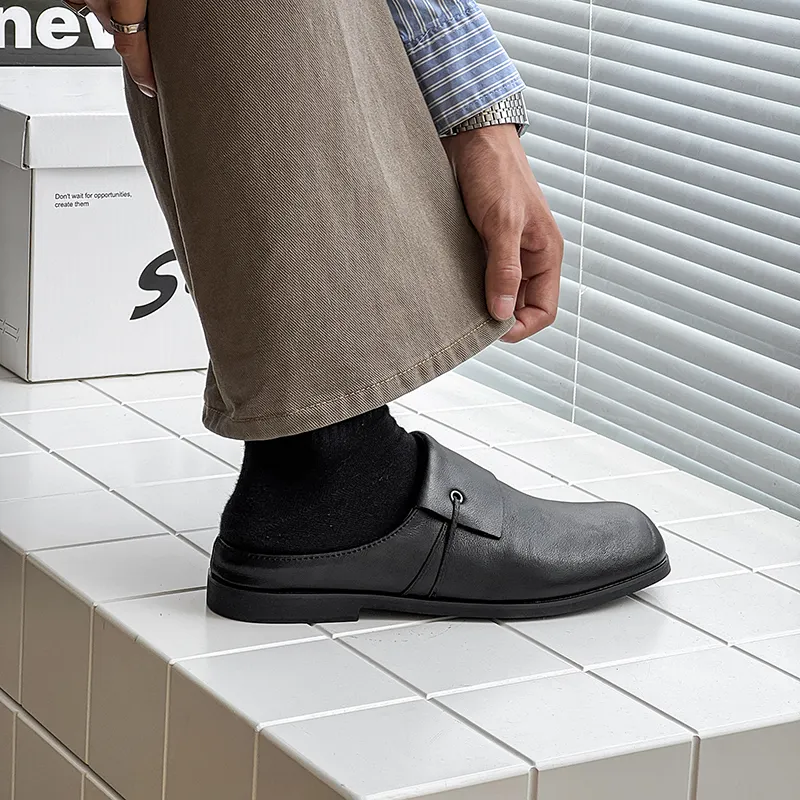 Xiwencha Rubber Sole Slip Resistant Closed Toe Slippers Men's Black-2