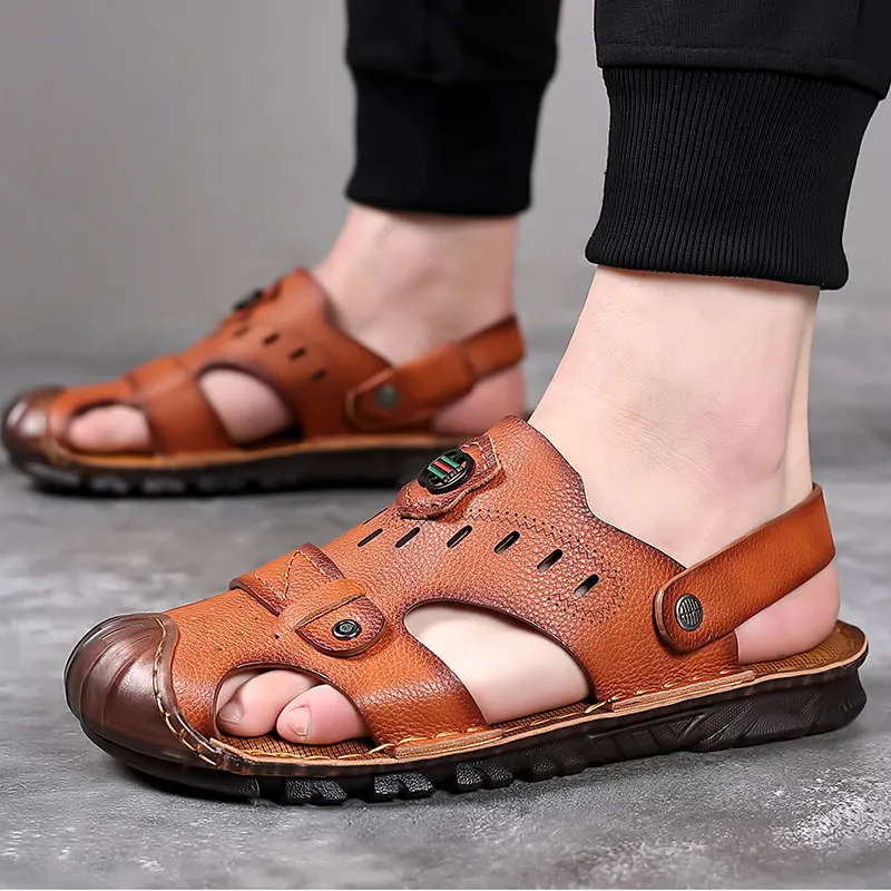 Xiwencha TPR Sole Wrap toe Slippers Men's-4