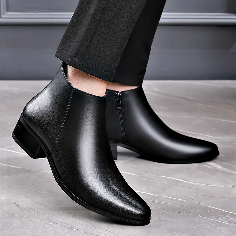 Xiwencha Ankle Boots Men's Black-7