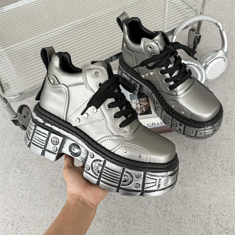Xiwencha Height Increasing Mid Top Casual Shoes Men's-1