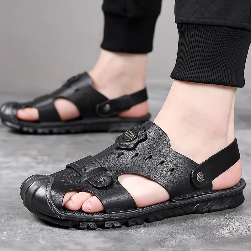 Xiwencha TPR Sole Wrap toe Slippers Men's-11