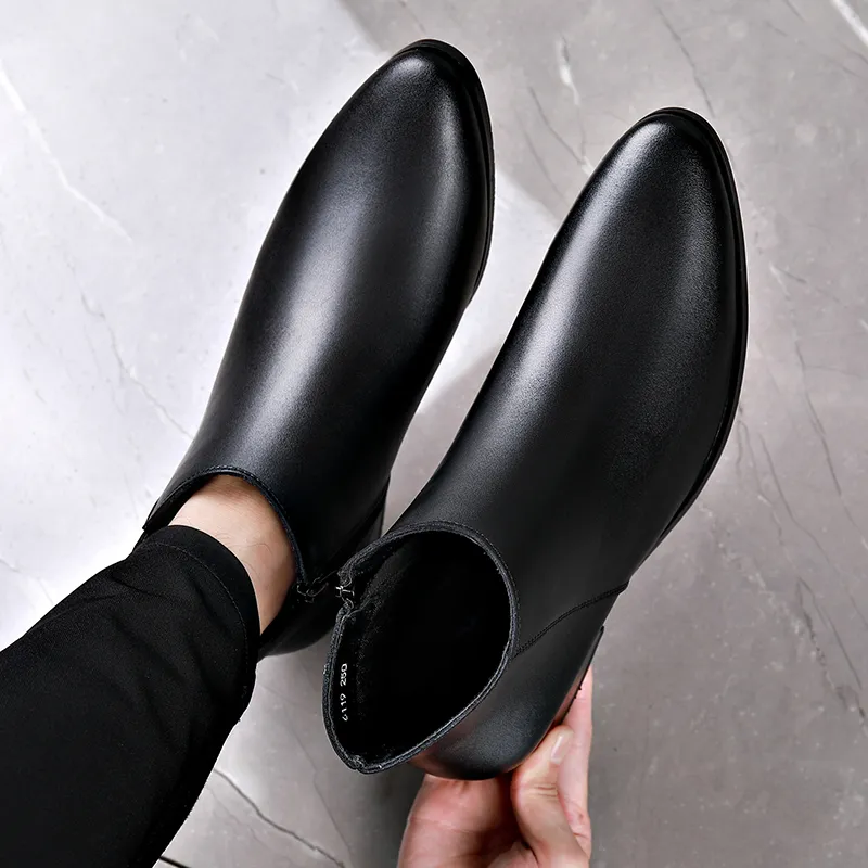 Xiwencha Ankle Boots Men's Black-5