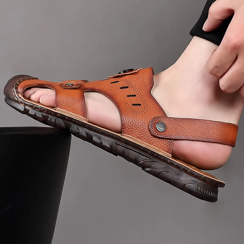 Xiwencha TPR Sole Wrap toe Slippers Men's-6