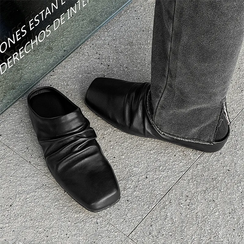 Xiwencha Wrap-toe Slippers Unisex Black-3