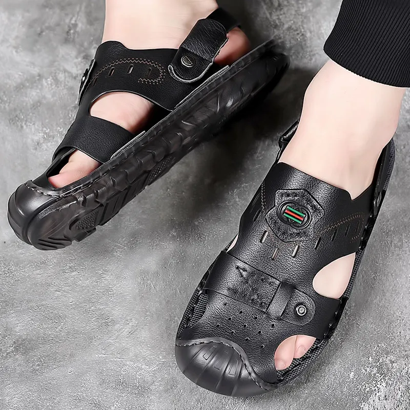 Xiwencha TPR Sole Wrap toe Slippers Men's-12