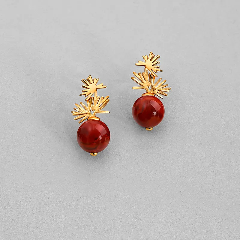 BAILAN BN Southern Red Agate Earrings Women's-4