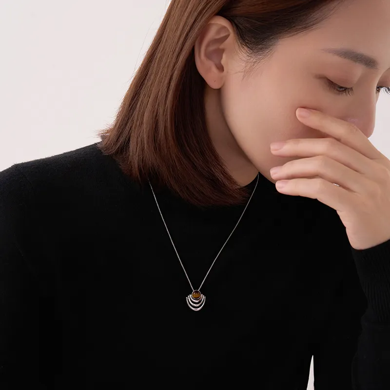 BAILAN BN Tiger's Eye Stone Necklaces Unisex-2