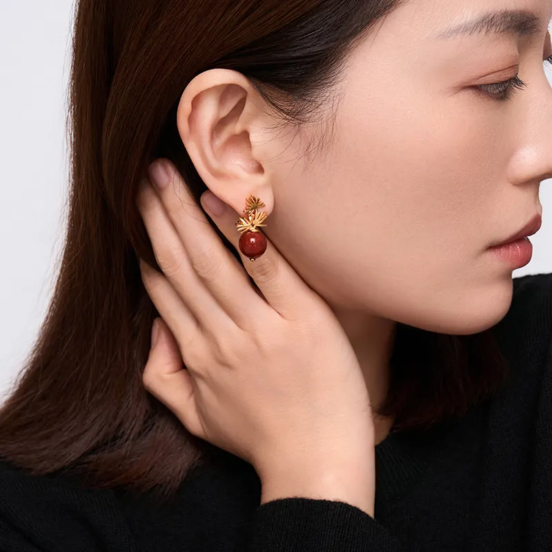 BAILAN BN Southern Red Agate Earrings Women's-3