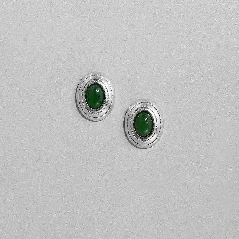 BAILAN BN Hetian Jade Ear Stud Jasper Unisex-1