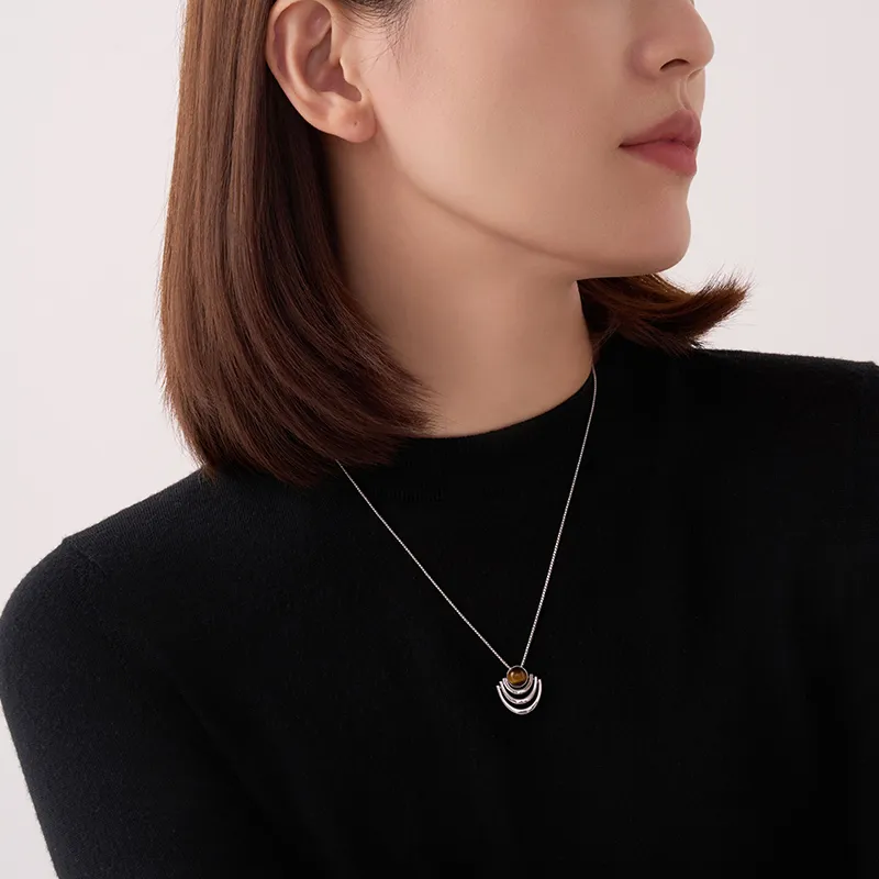 BAILAN BN Tiger's Eye Stone Necklaces Unisex-3