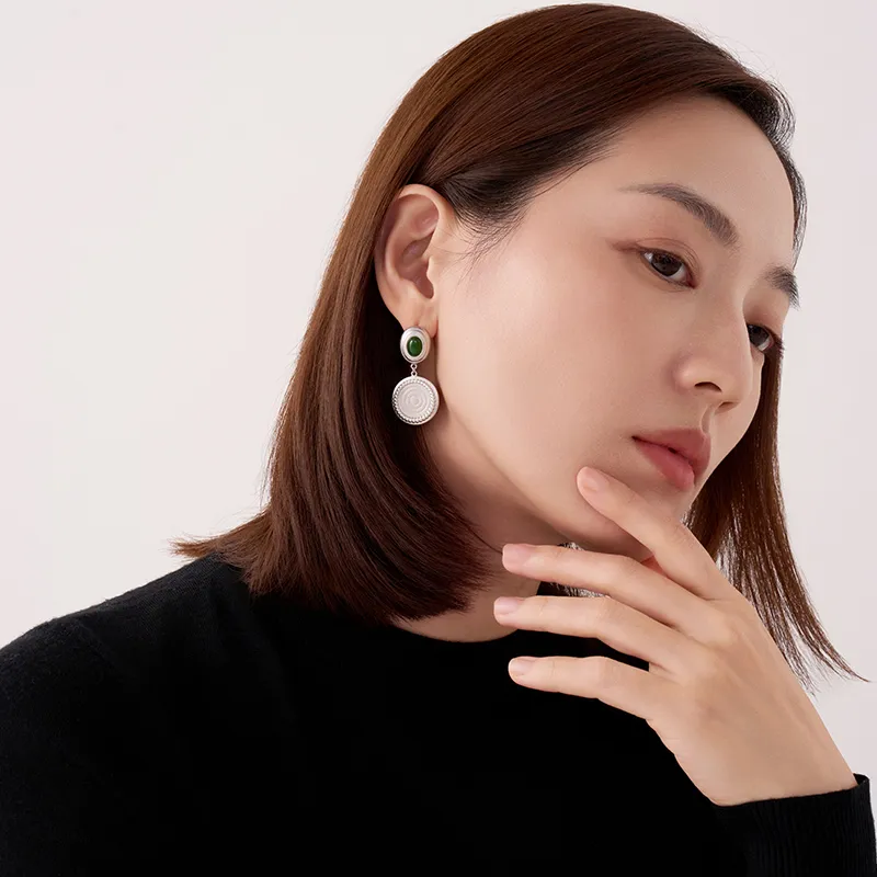 BAILAN BN Hetian Jade Earrings Jasper Unisex-1