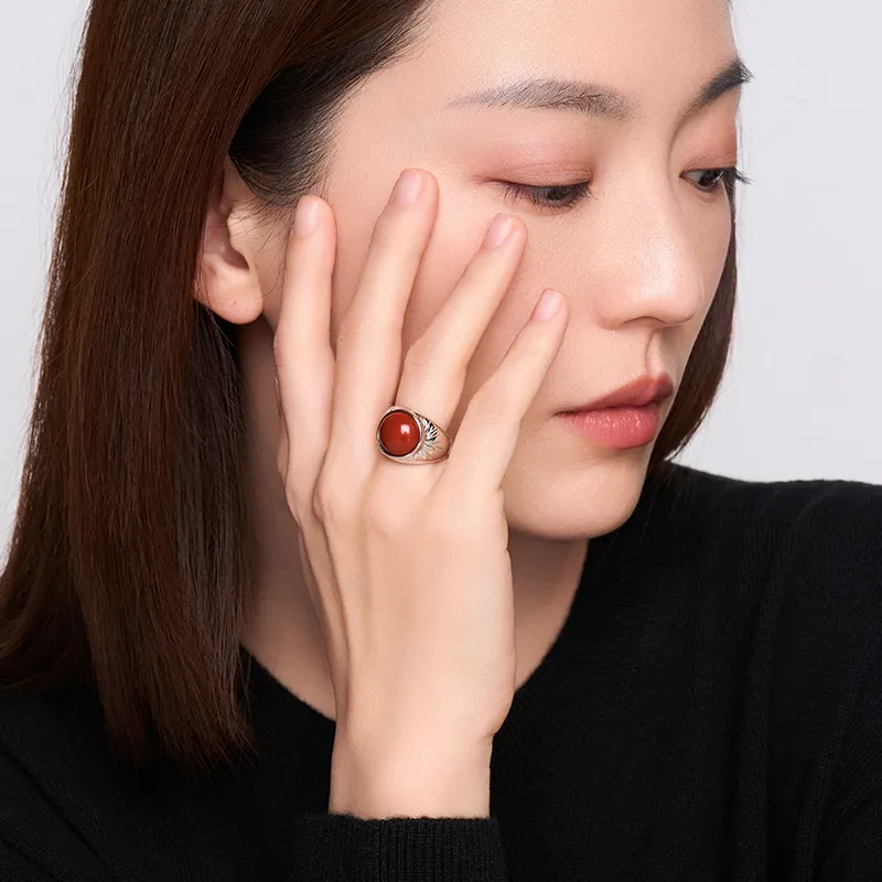 BAILAN BN Southern Red Agate Rings Women's-2
