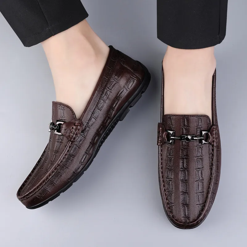DILIKAN Men's Casual Shoes Men Low Top Black/Brown-13