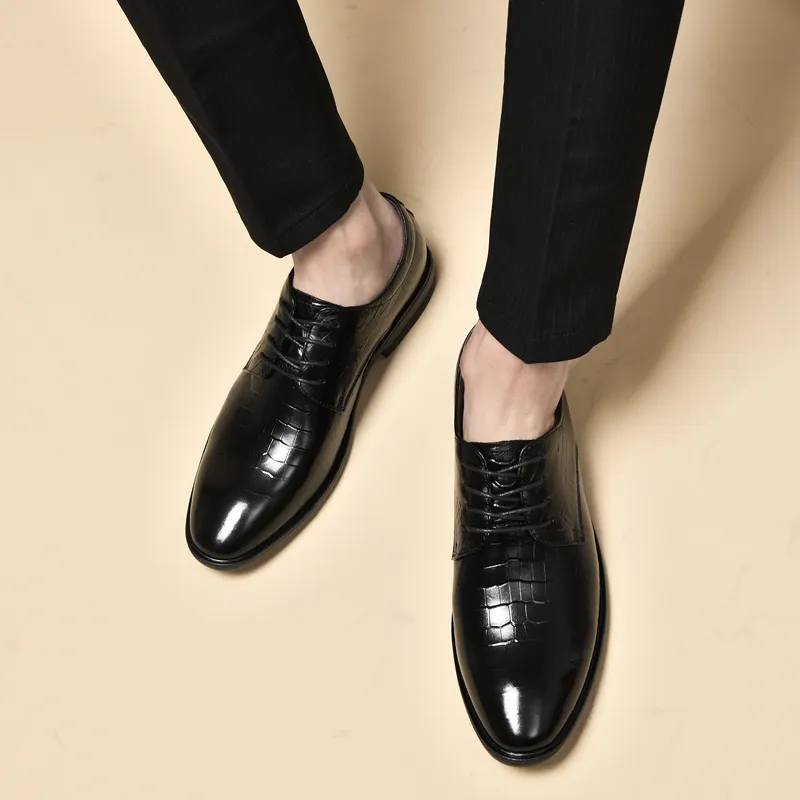 DILIKAN Dress Shoes Men Low Top Black-11