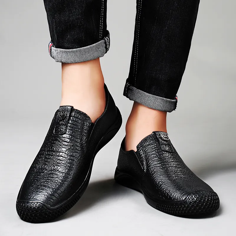 DILIKAN Casual Driving Shoes Leather Shoes Men's Black-7
