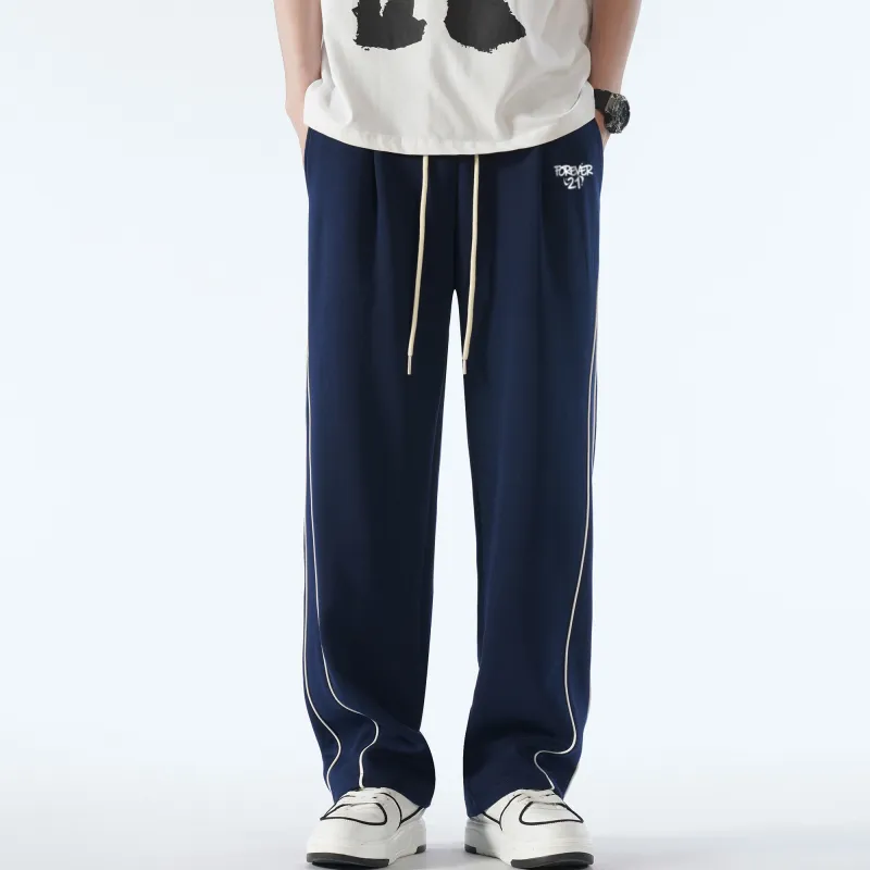 FOREVER 21 Knitted Sports Pants Unisex Blue-8