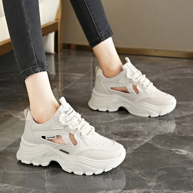 King Jinmai Breathable Height Increasing Abrasion Resistant Low Top Chunky Sneakers Women's-11