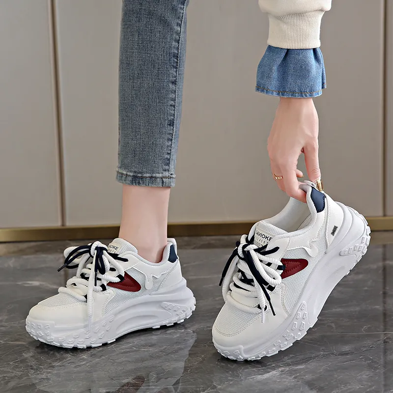 King Jinmai Slip Resistant Breathable Low Top Chunky Sneakers Women's-3