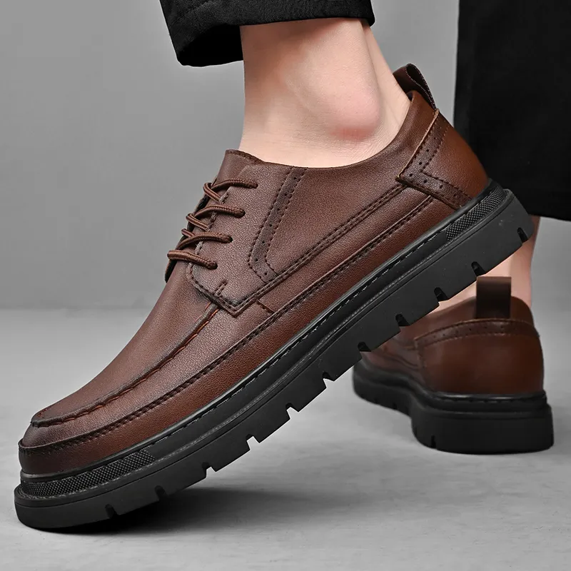 King Jinmai Men's Casual Shoes Men Low Top Black, Red Brown-18