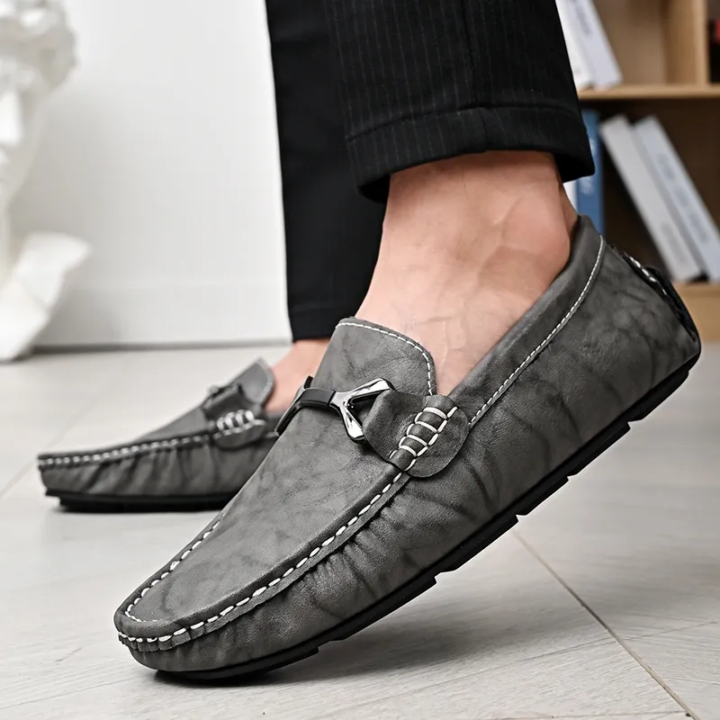 King Jinmai Men's Casual Shoes Men Low Top Black, Gray, Brown-12
