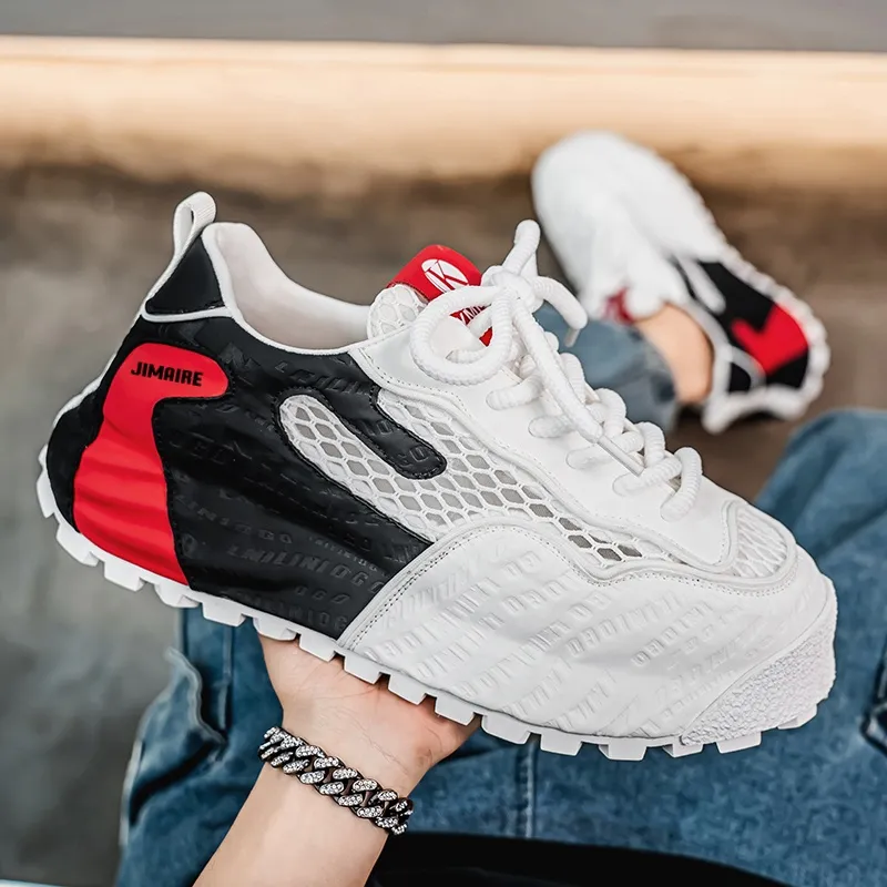 King Jinmai Slip Resistant, Abrasion Resistant, Breathable, Height Increasing Low Top Chunky Sneakers Men's-2