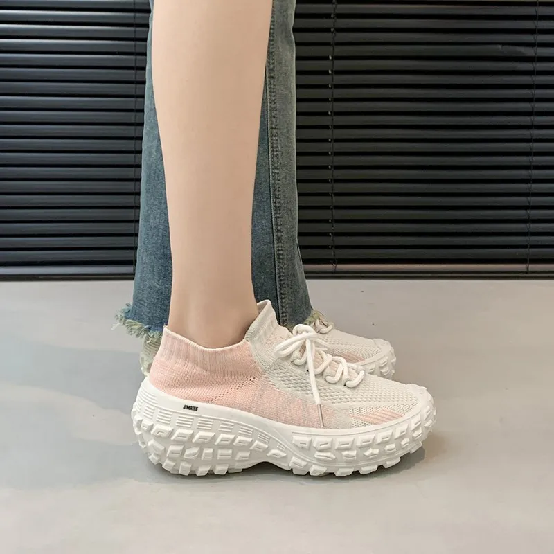 King Jinmai Breathable Mid Top Chunky Sneakers Women's-3