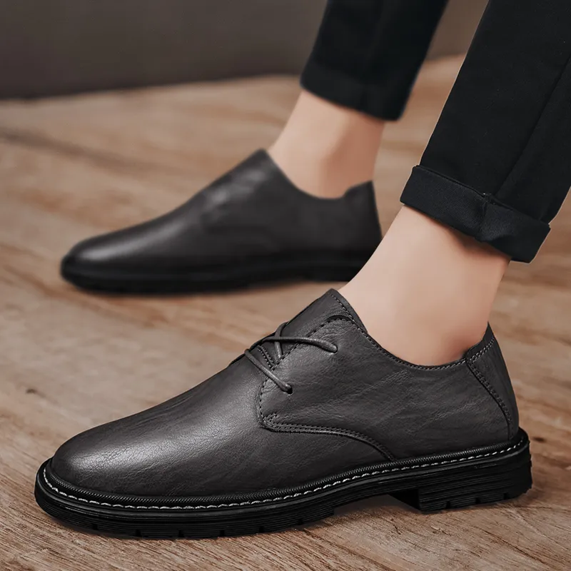 King Jinmai Men's Casual Shoes Men Low Top Black, Brown, Gray-32