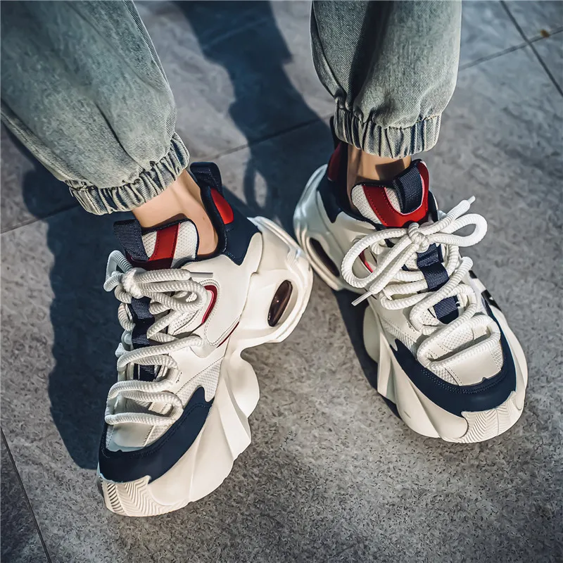 King Jinmai Anti Slip And Wear Resistant Height Increasing Low Top Chunky Sneakers Men's-4