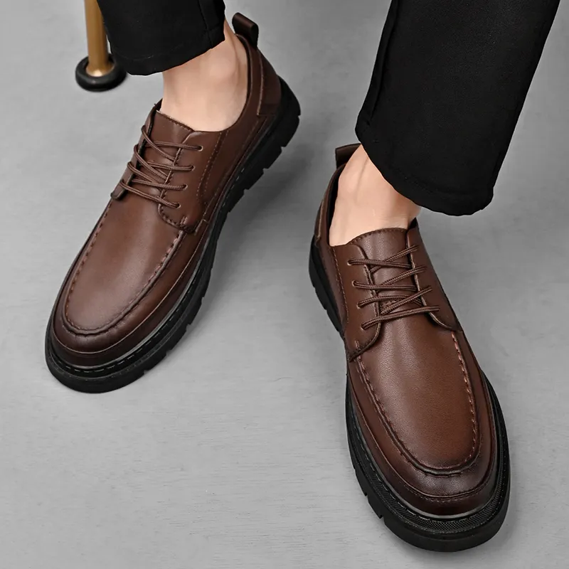 King Jinmai Men's Casual Shoes Men Low Top Black, Red Brown-14