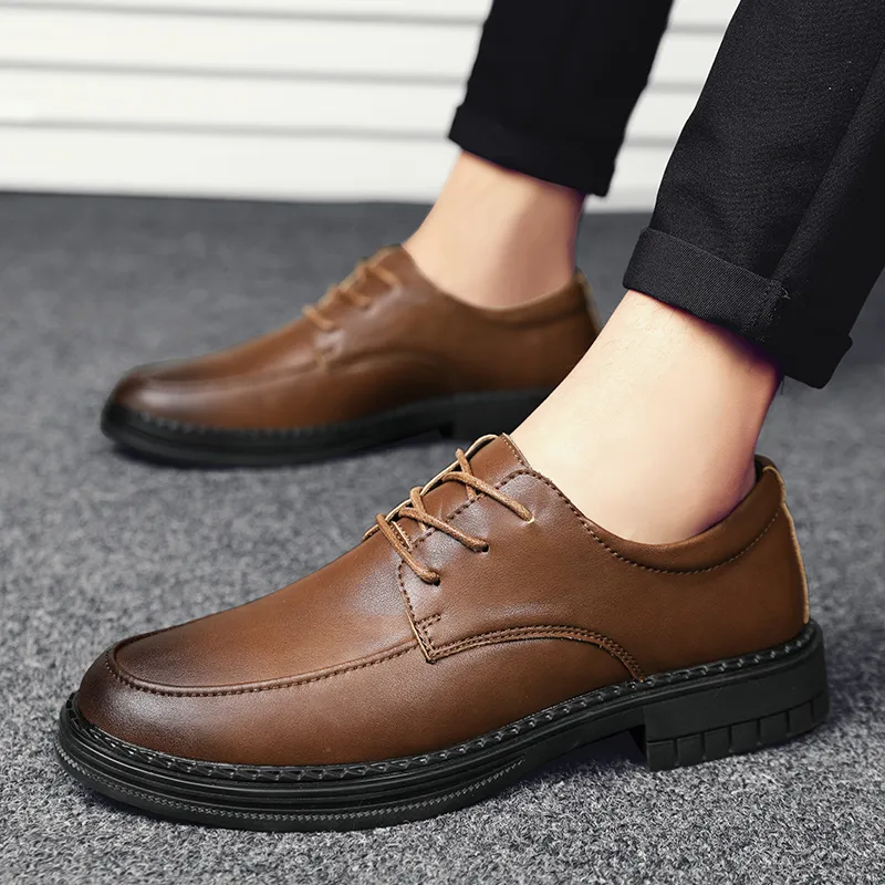 King Jinmai Men's Casual Shoes Men Low Top Black, Brown-16