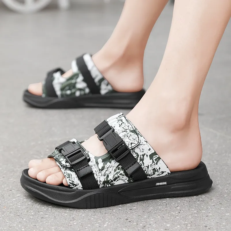 King Jinmai Rubber Sole Odor Resistant Slide Slippers Men's-11